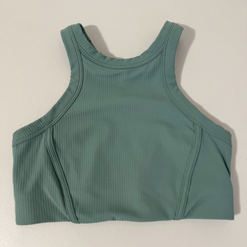 Lululemon Ebb to Street Bra High Neck Ribbed Tidewater Teal Womens Size 6